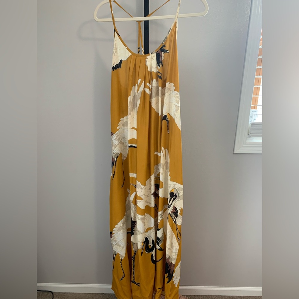 NWT ARATTA Mustard Cranes of Heaven Maxi Dress - Picture 7 of 16